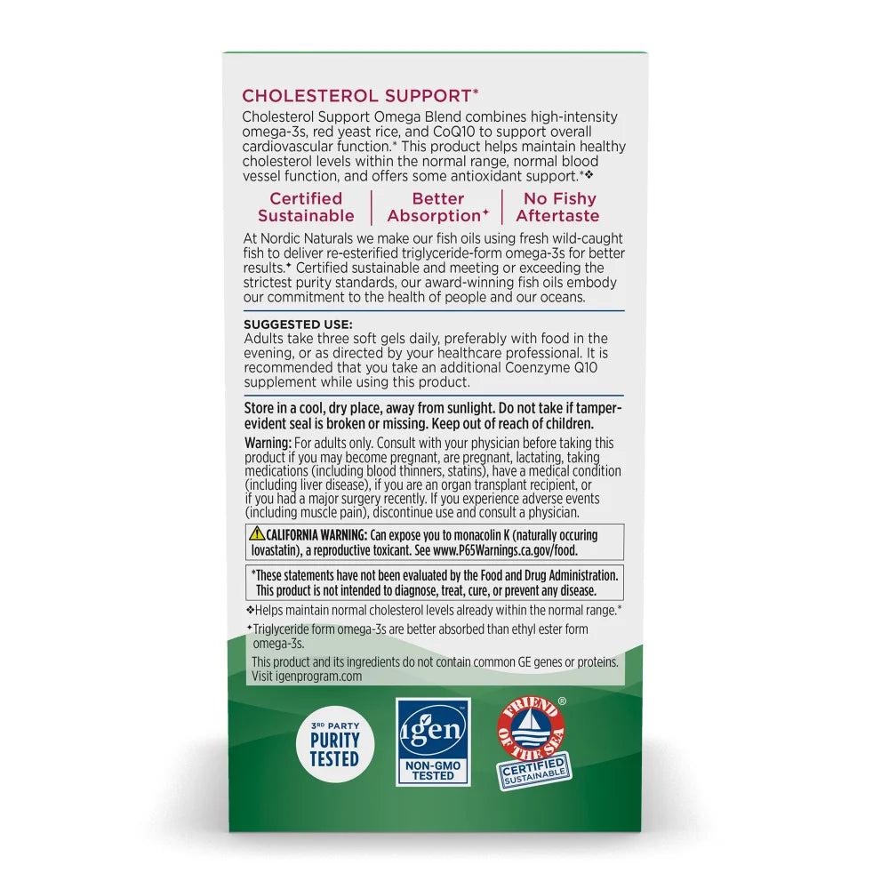 Cholesterol Support with Omega-3 and CoQ10, 20 Servings