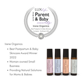 Irene Organics showcases their award-winning line of natural essential oil roll-ons for postpartum and baby skincare.
