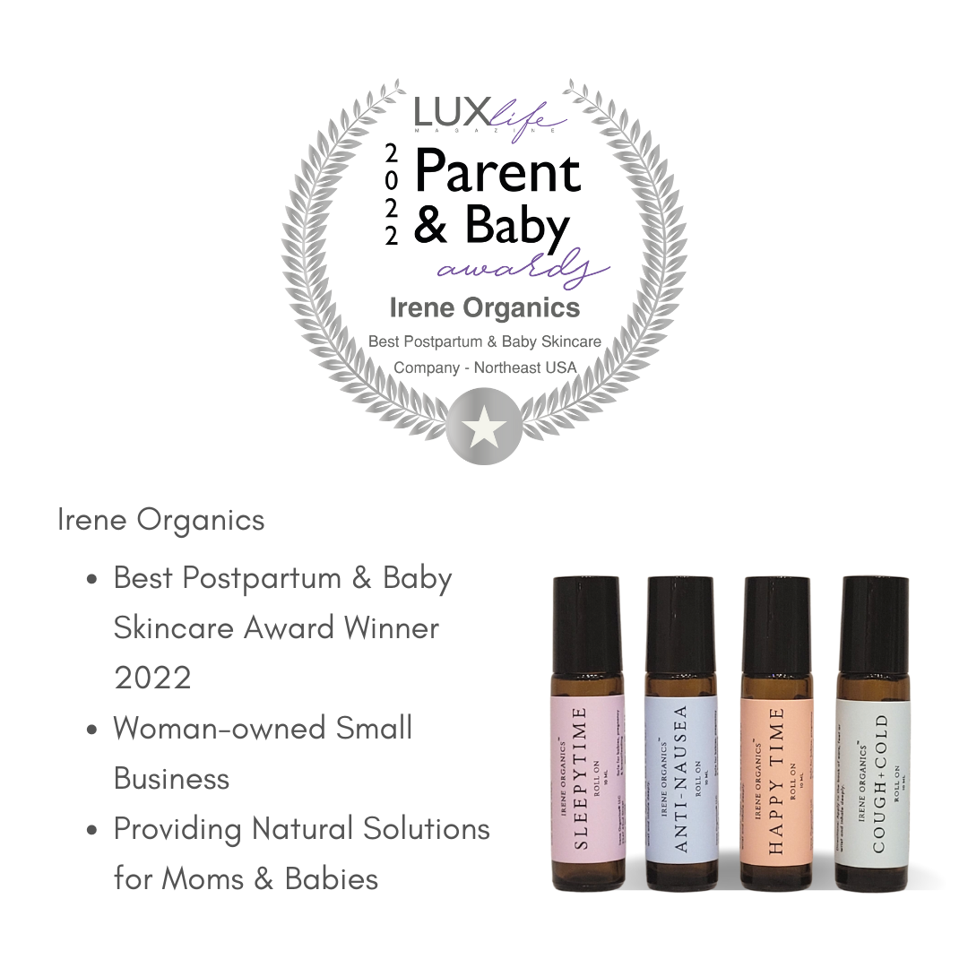 Irene Organics showcases their award-winning line of natural essential oil roll-ons for postpartum and baby skincare.
