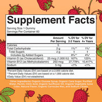 Organic D3+B12 Strawberry Gummies, 60 Servings
