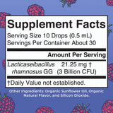 Organic Teen Raspberry Probiotic Digestive Liquid Drops, 30 Servings