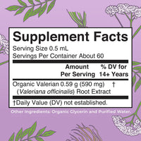 Organic Valerian Root Liquid Drops, 60 Servings