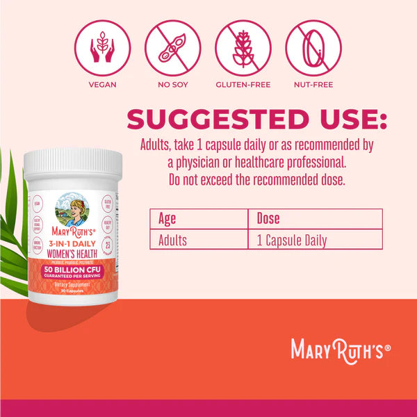 3-in-1 Daily Women's Health Pre, Pro and Postbiotic Capsules, 30 Servings
