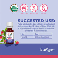 Organic Teen Raspberry Probiotic Digestive Liquid Drops, 30 Servings