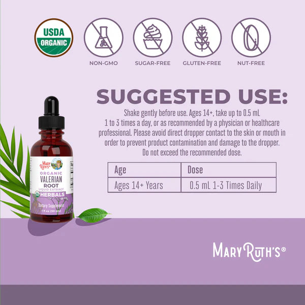 Organic Valerian Root Liquid Drops, 60 Servings