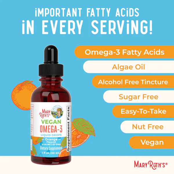 Vegan Orange Omega-3 Liquid Drops, 30 Servings
