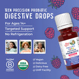 Organic Teen Raspberry Probiotic Digestive Liquid Drops, 30 Servings
