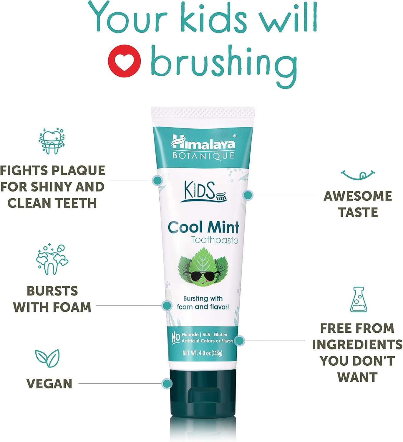 Cool Mint Fluoride-Free Toothpaste for Kids - 2 Pack