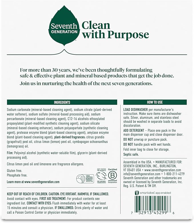 Lemon Dishwasher Detergent Packs, 20ct