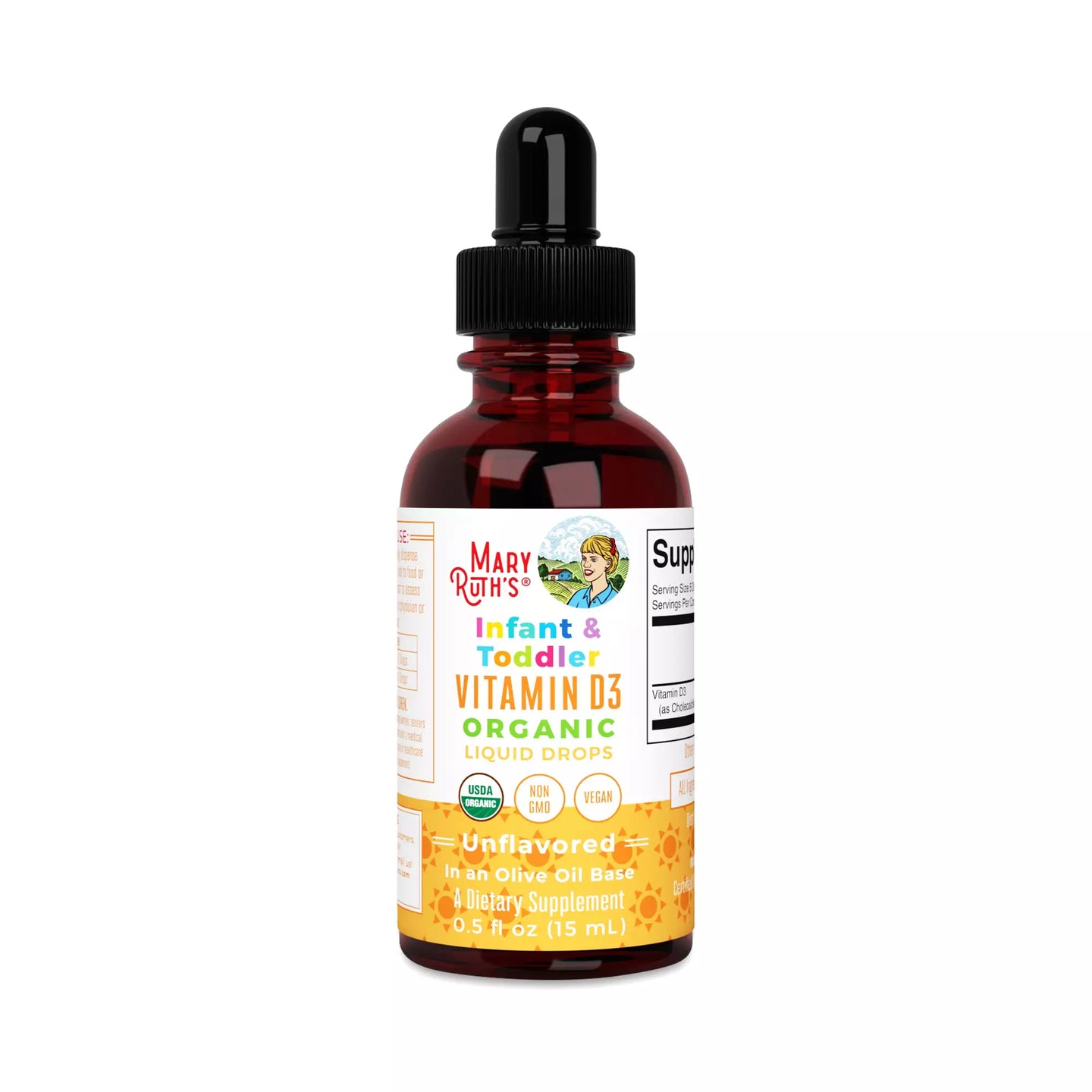 Infant & Toddler Vitamin D3 Organic Liquid Drops, up to 90 Servings