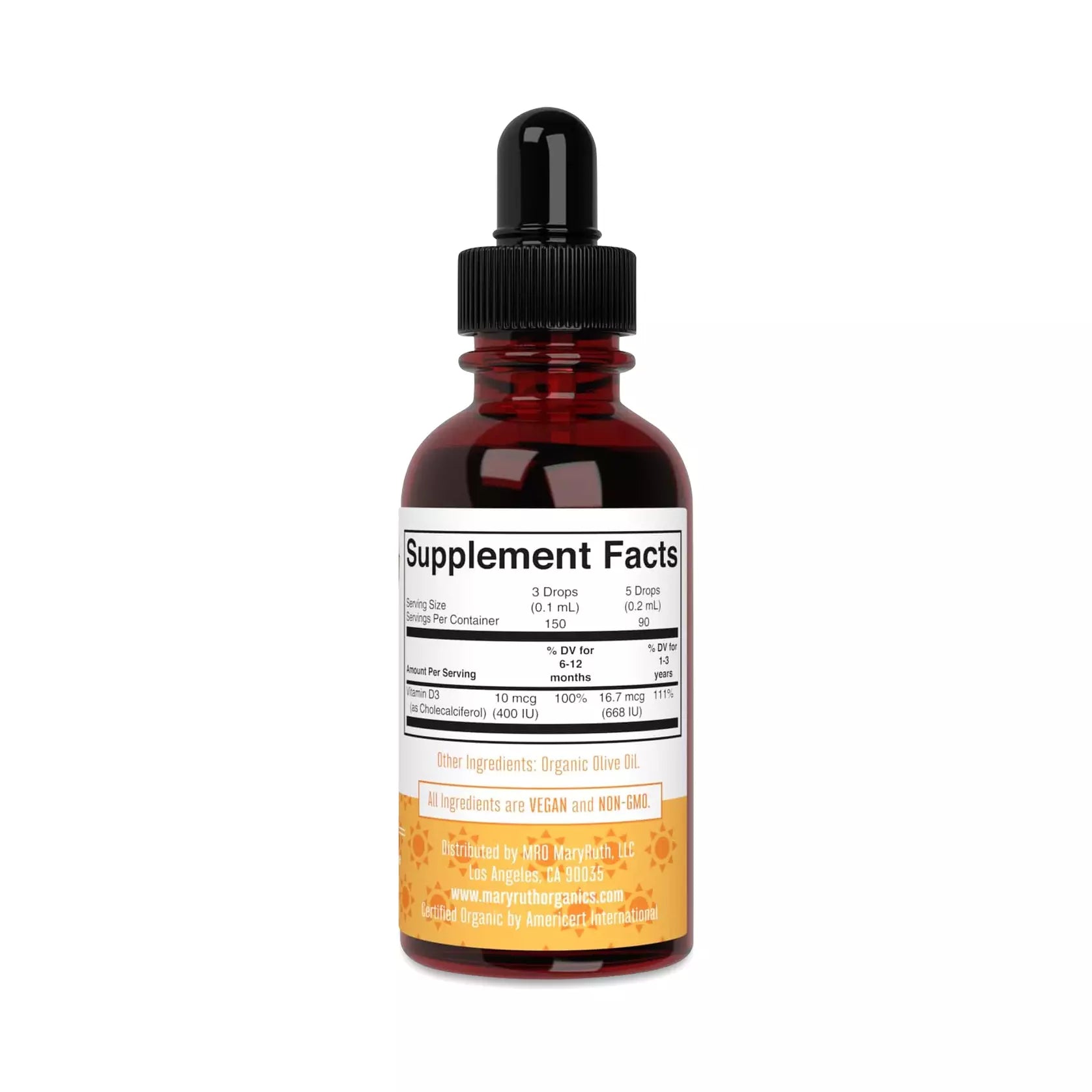 Infant & Toddler Vitamin D3 Organic Liquid Drops, up to 90 Servings