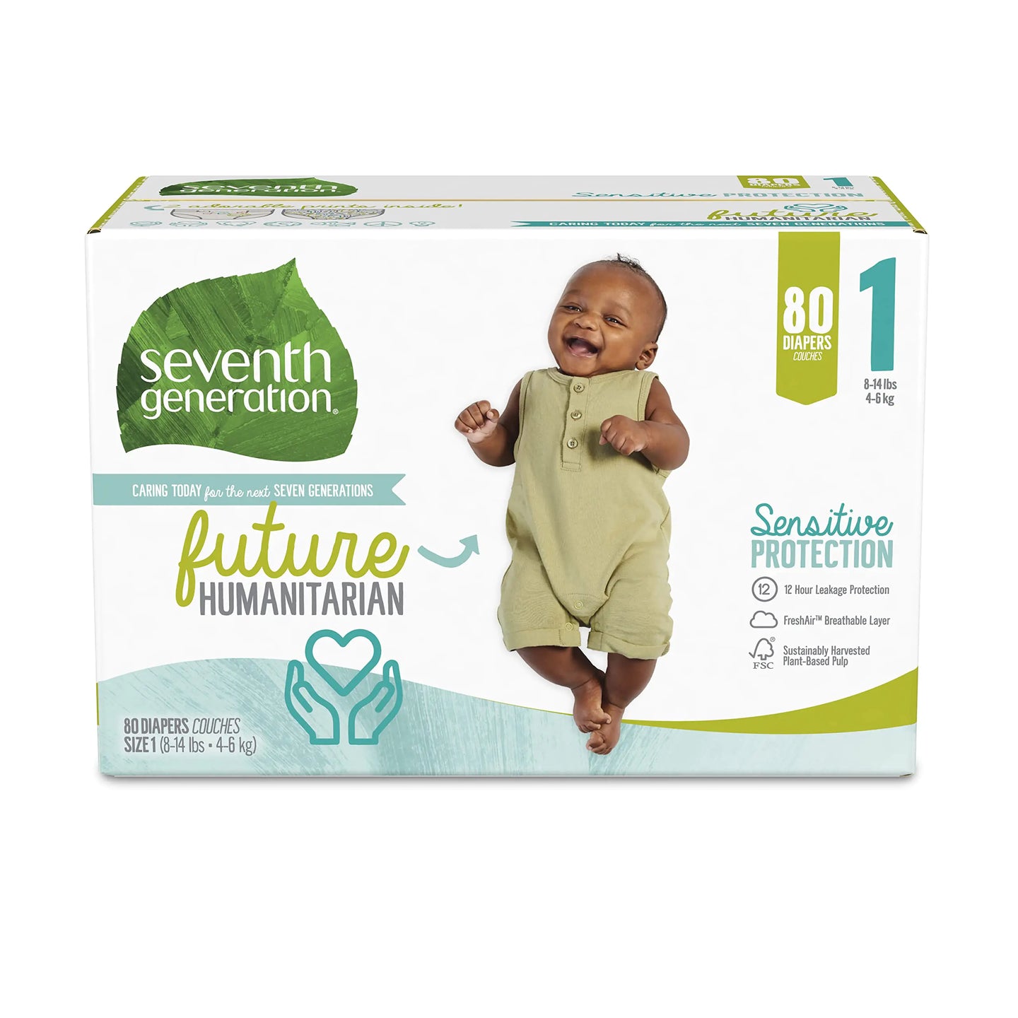 Sensitive Protection Fragrance-Free Diapers, Size 1, 80 count