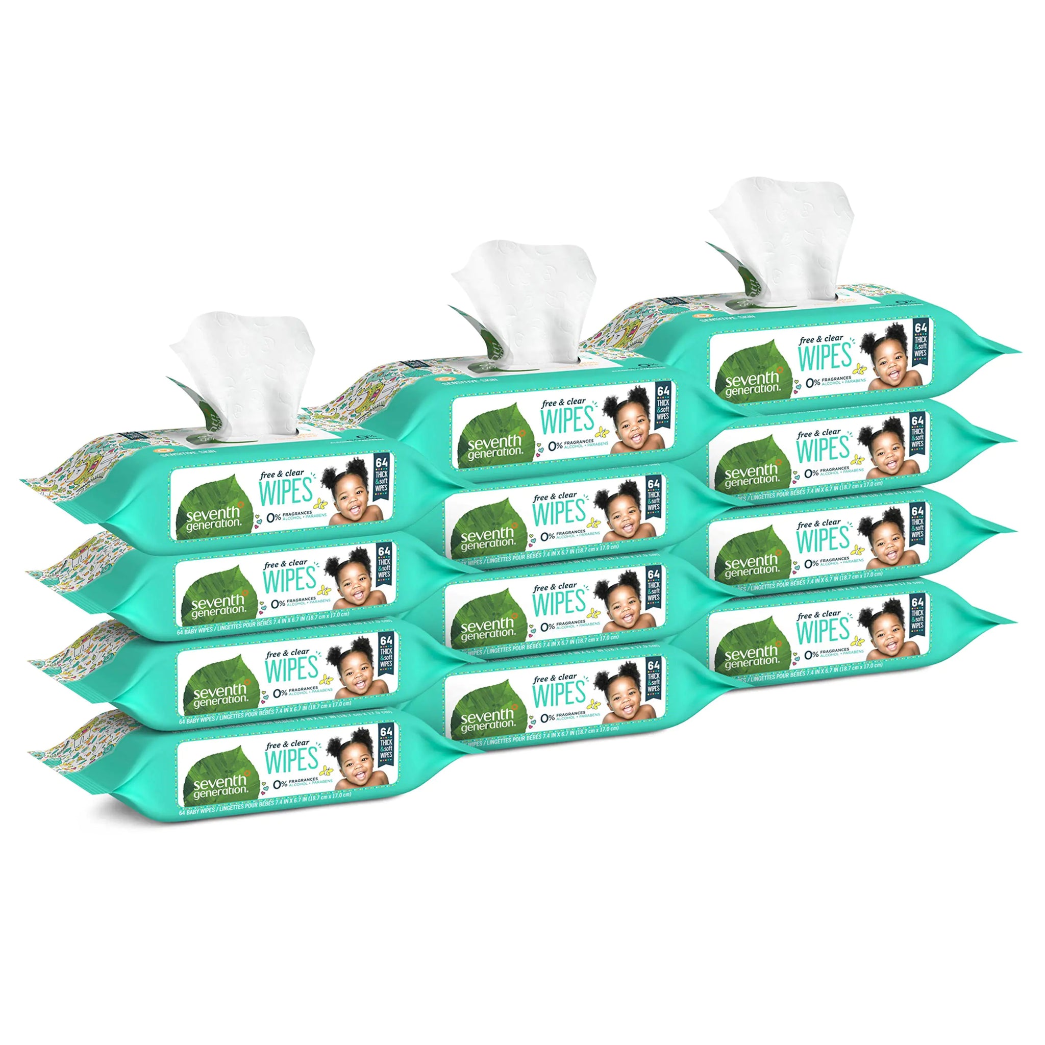 Baby Wipes - Free & Clear, 12 Pack (768 Total)