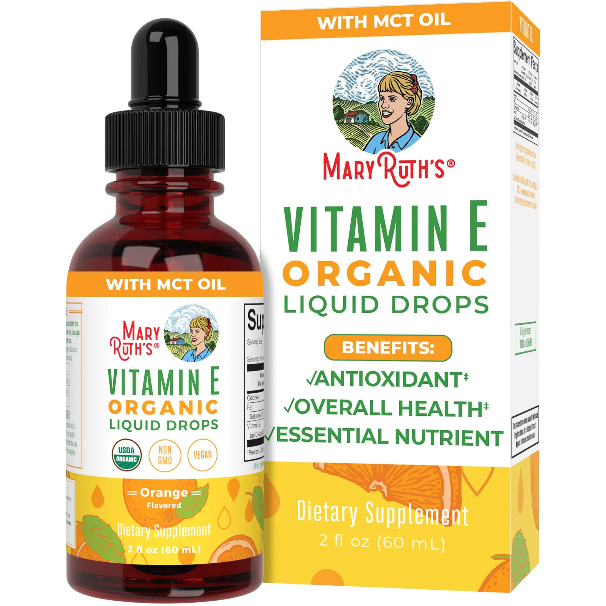 Organic Orange Vitamin E Liquid Drops, 60 Servings
