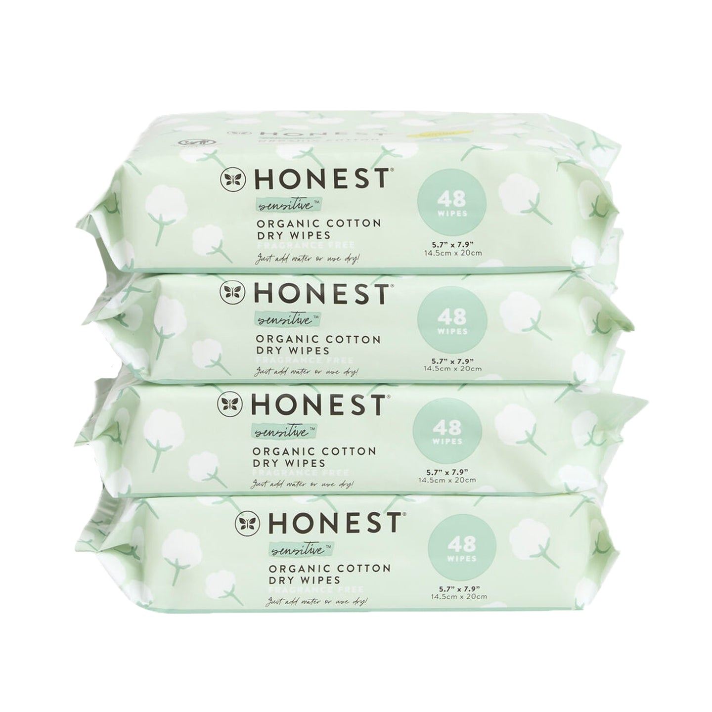 Organic Cotton Dry Wipes, 192 Count (4 Packs of 48)