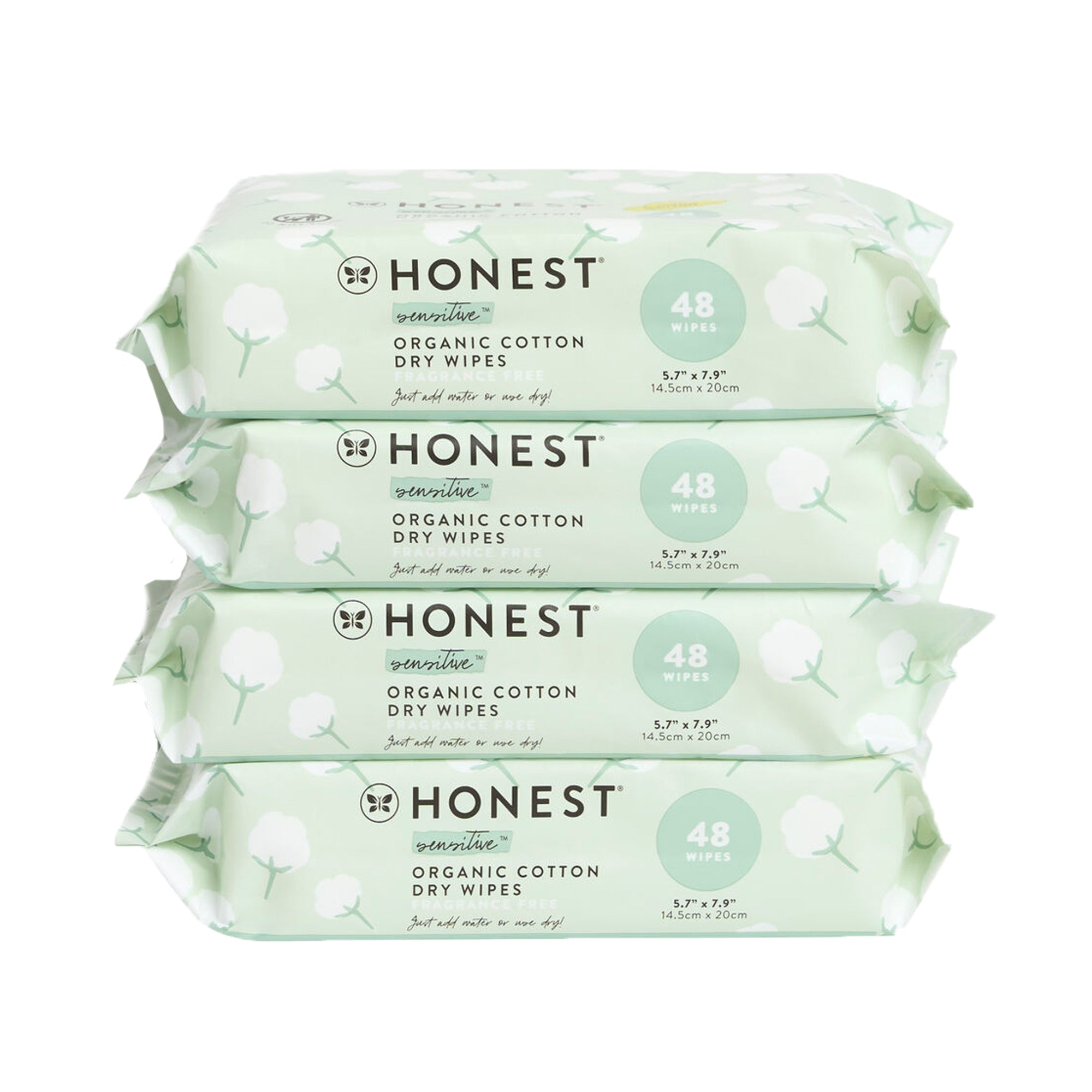Organic Cotton Dry Wipes, 192 Count (4 Packs of 48)