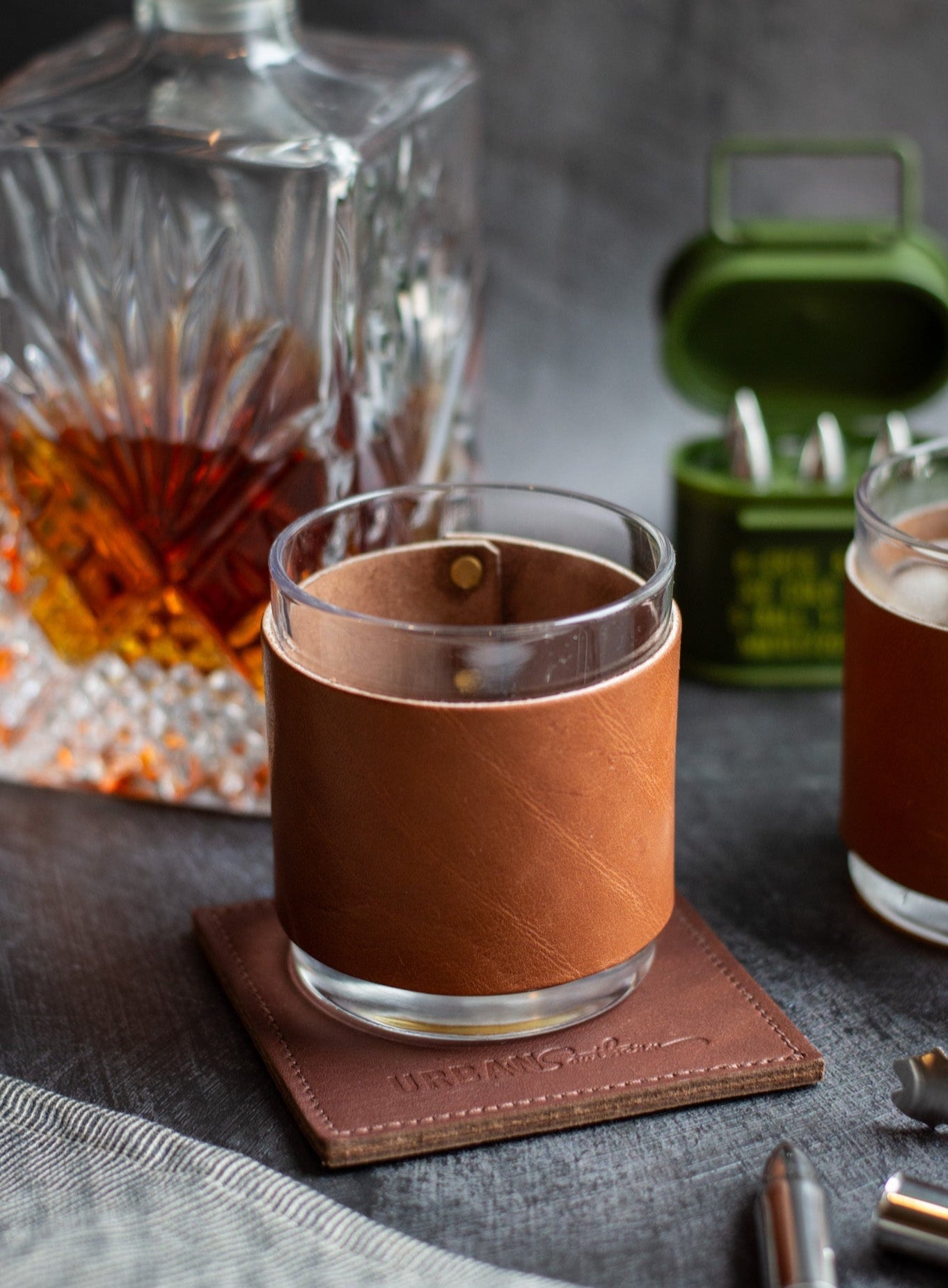 Leather Wrapped Whiskey Glass