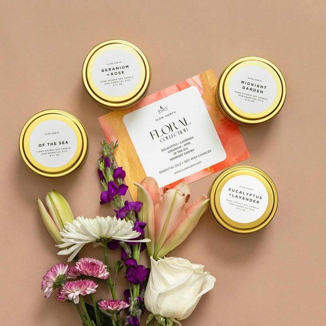 Floral Collection Soy Wax Candles - 4 Pack