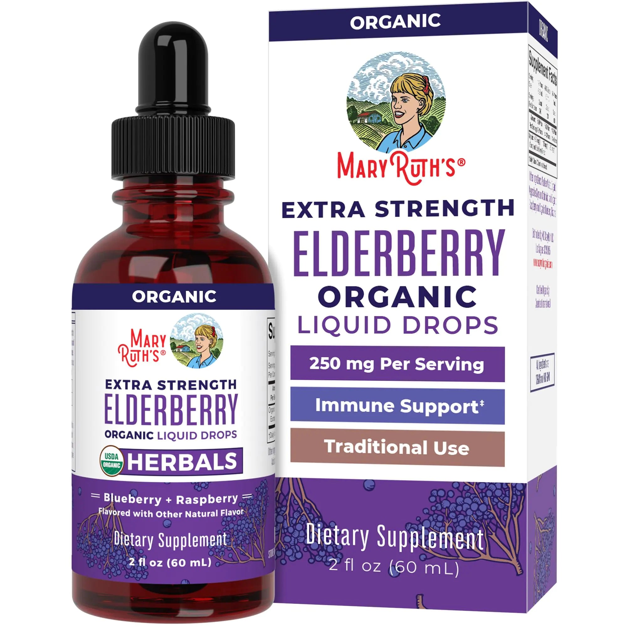 Organic Elderberry Extra Strength Liquid Drops, 60 Servings