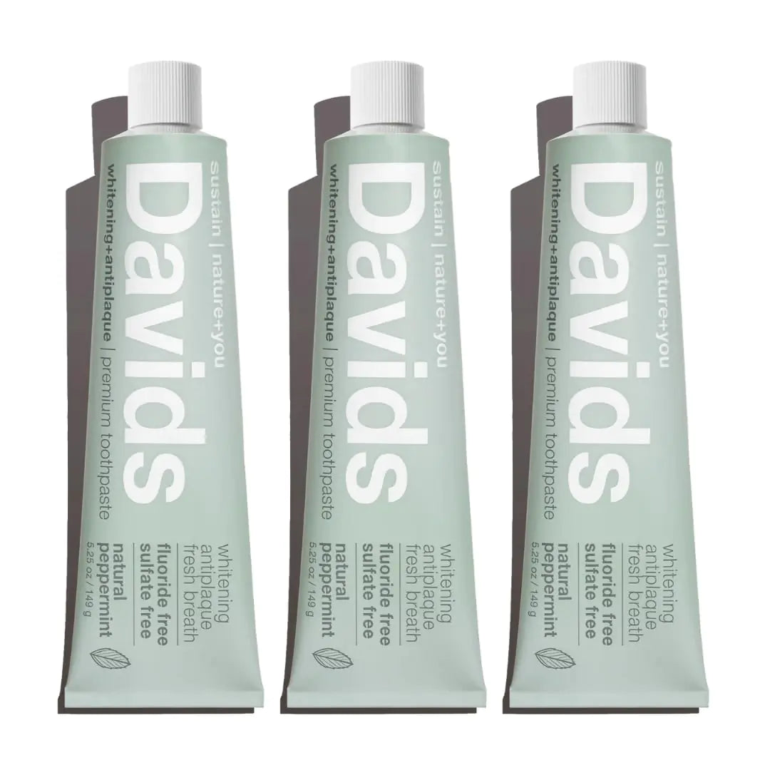 Whitening Antiplaque Fluoride-Free Peppermint Toothpaste - 3 Pack