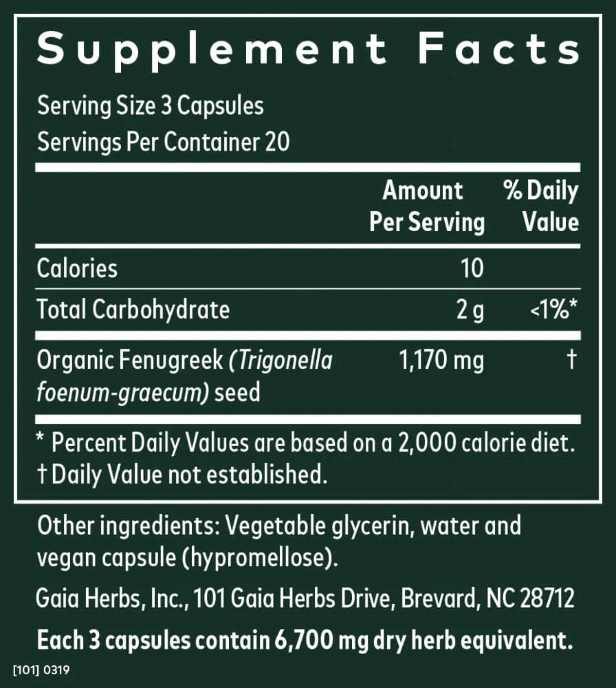 Fenugreek Seed Lactation Aid, 20 Servings