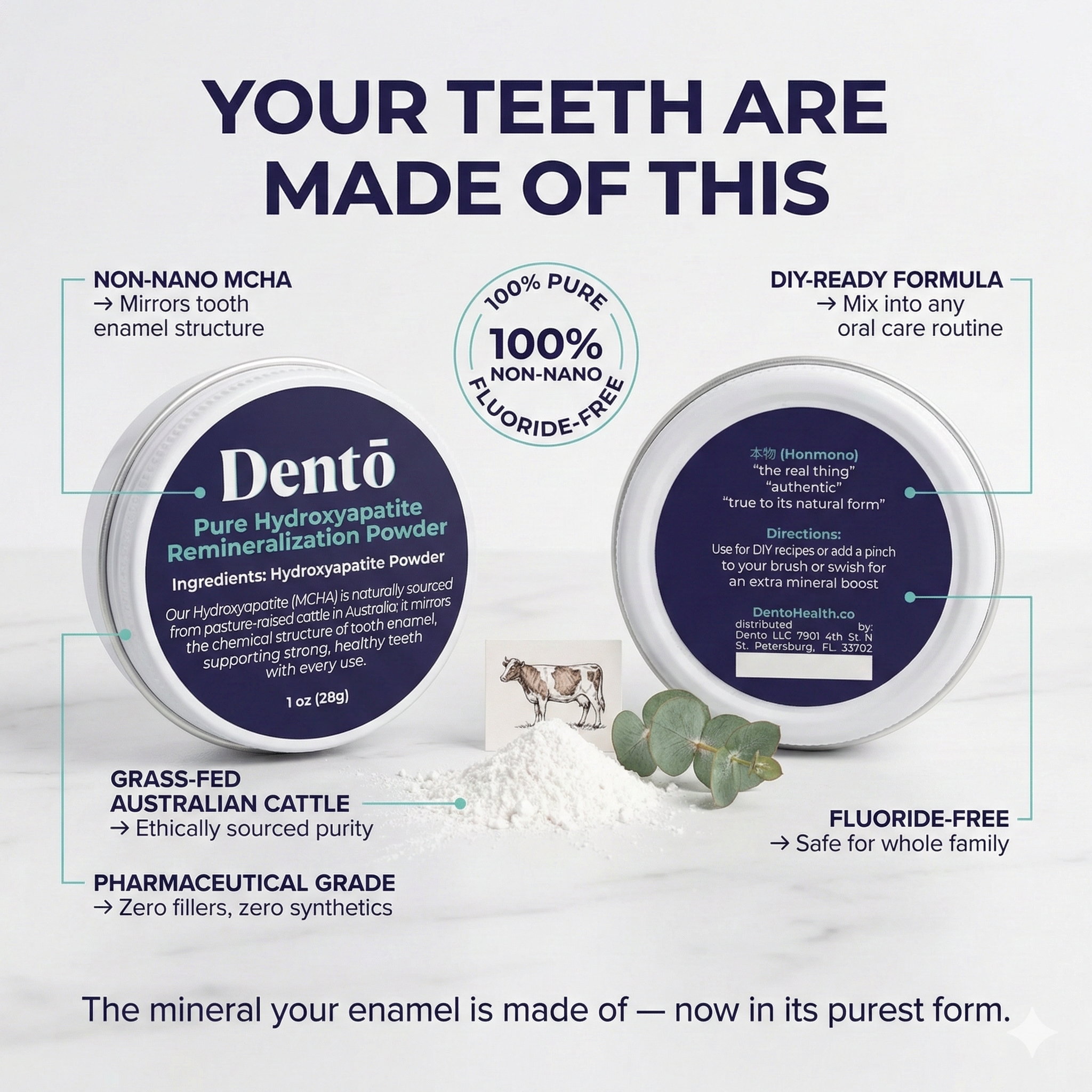 100% Hydroxyapatite Remineralization Powder From Grass-fed Cattle Bone