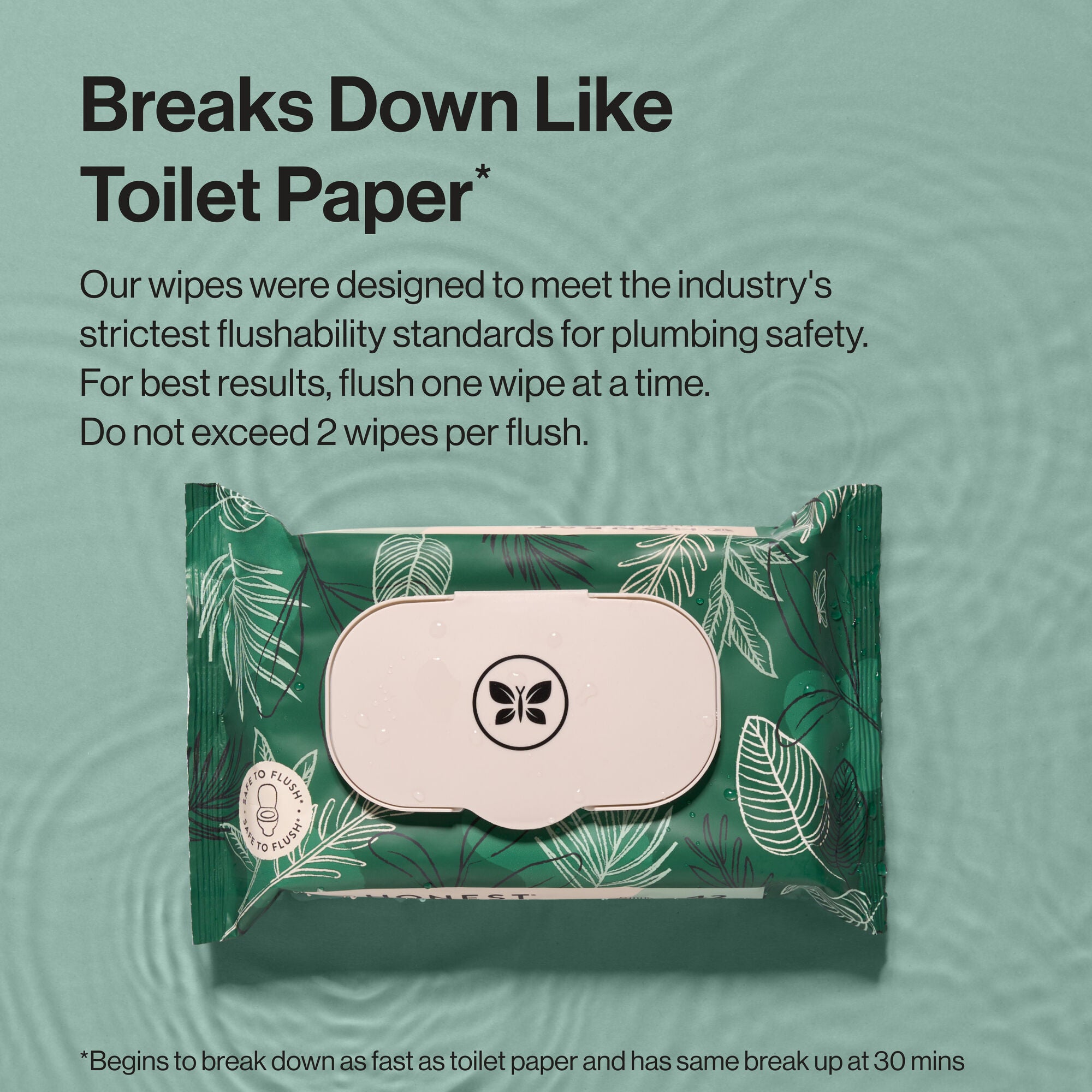 Flushable Fragrance-Free Wipes, Tropical Leaves, 336ct (8 Packs of 42)