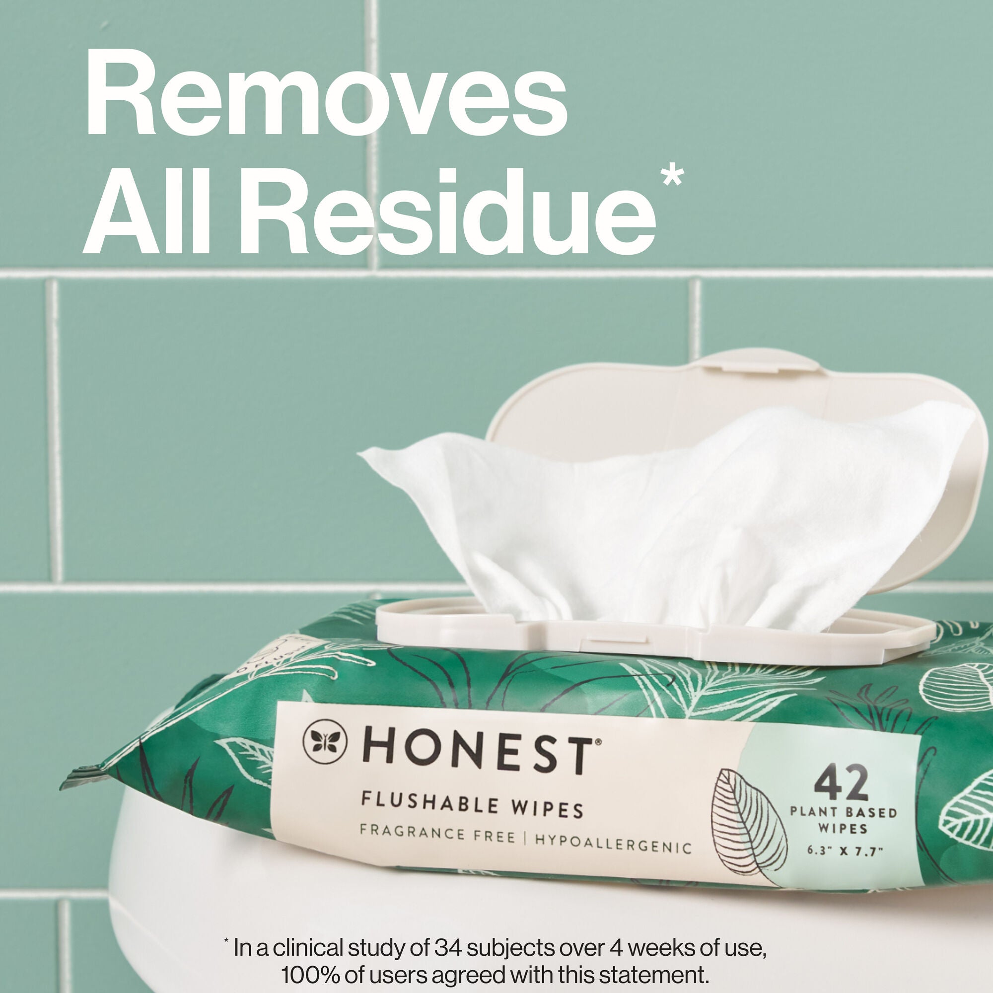 Flushable Fragrance-Free Wipes, Tropical Leaves, 336ct (8 Packs of 42)