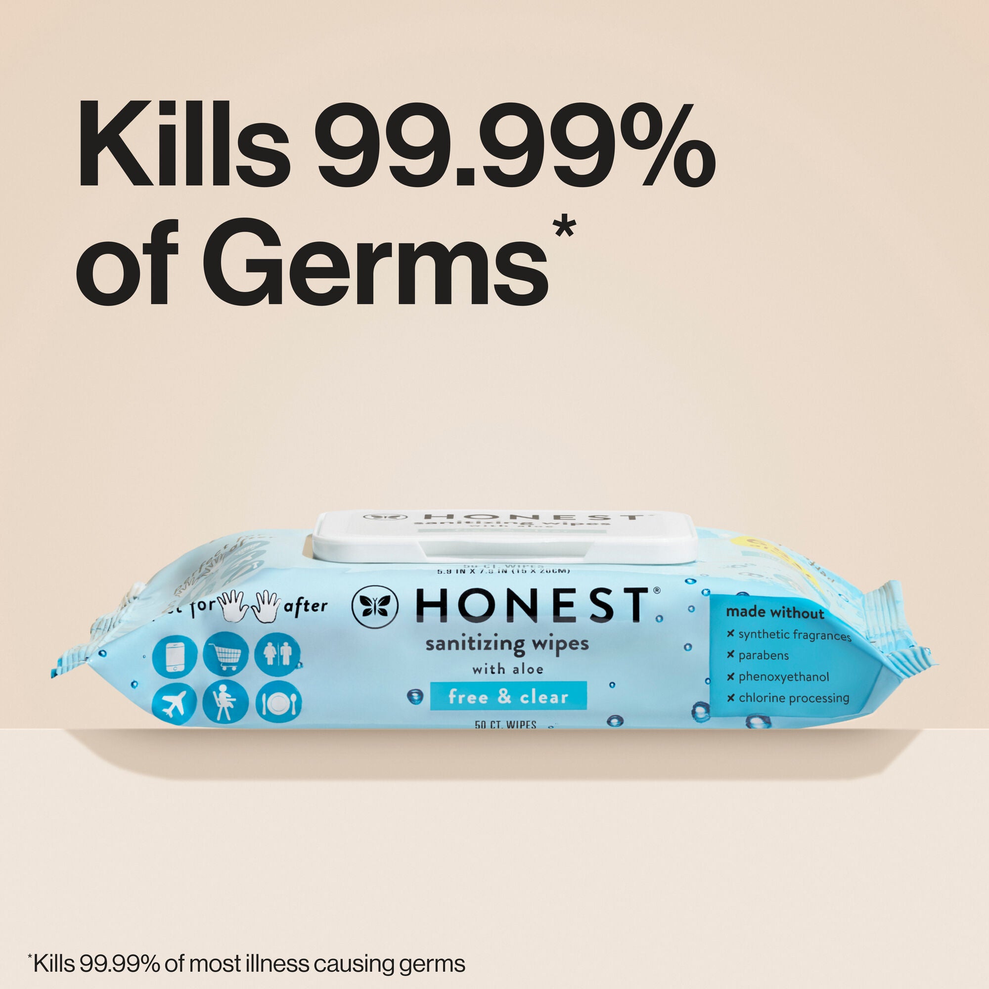 Free + Clear Sanitizing Alcohol Wipes, 50ct