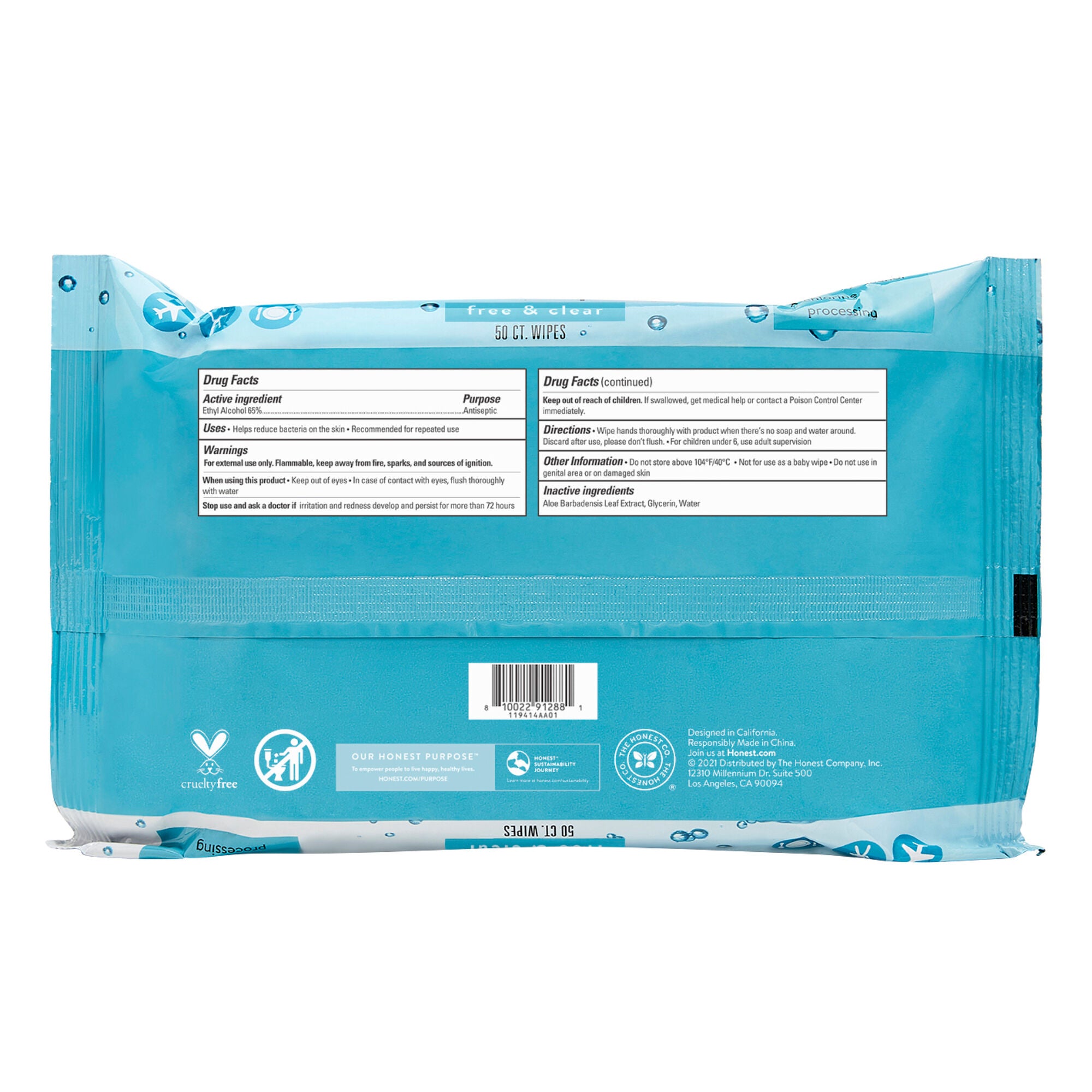 Free + Clear Sanitizing Alcohol Wipes, 50ct