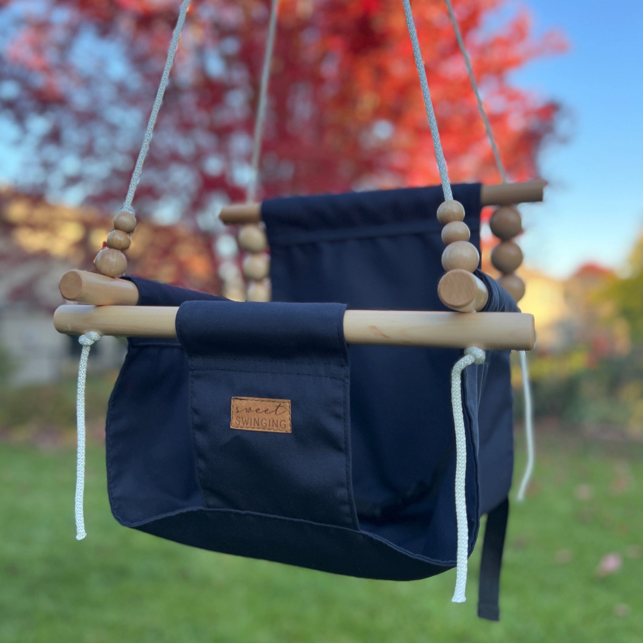 Premium Outdoor High Back Swing – Navy