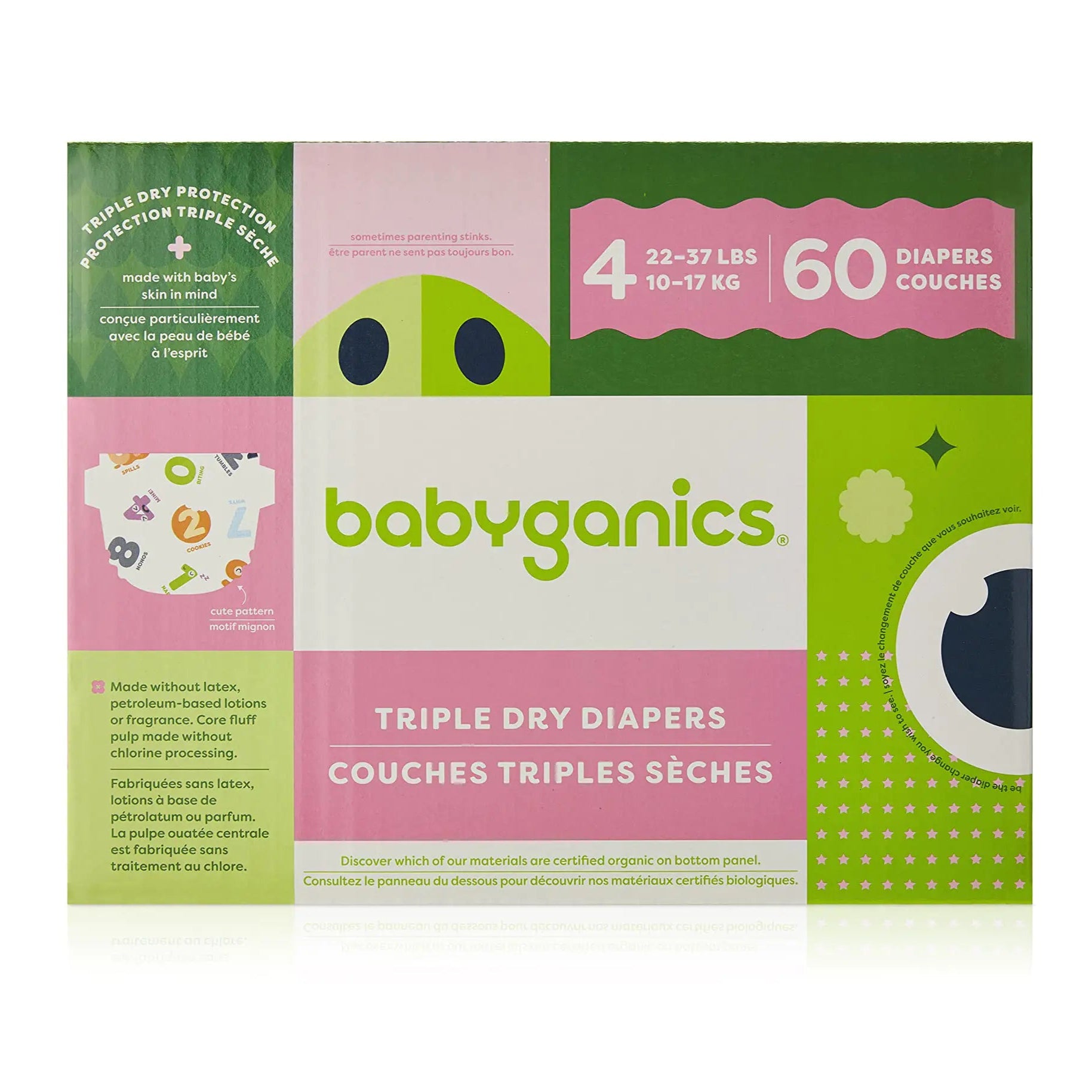 Triple Dry Baby Diapers, Size 4, 60 ct