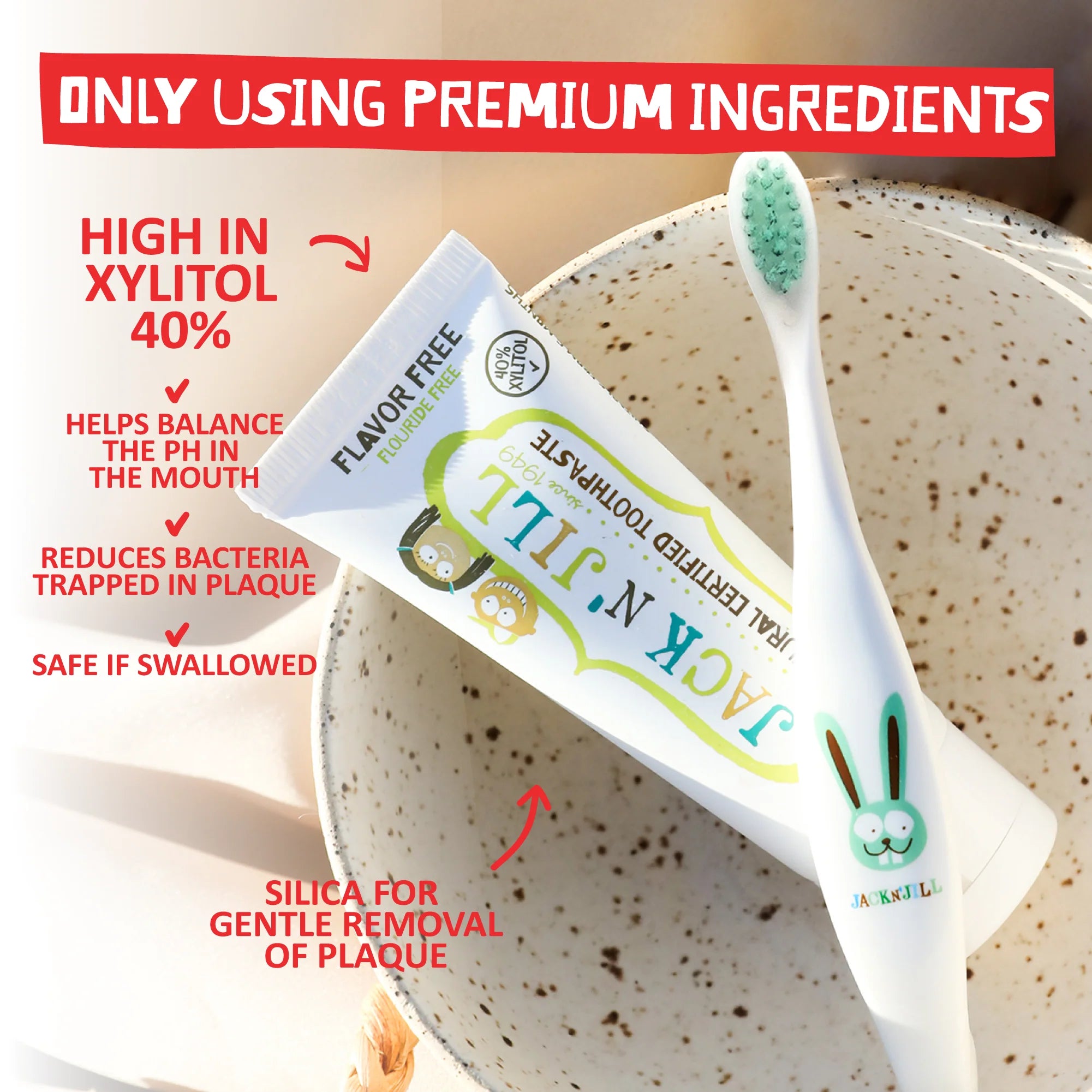 Flavor-Free Natural Certified Toothpaste for Kids & Babies - 6 Pack