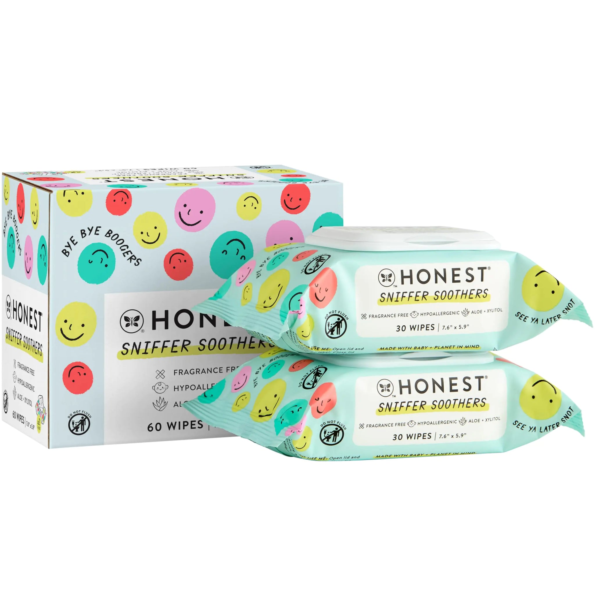 Plant-Based Snot Removing Wipes - Fragrance Free 60 Count