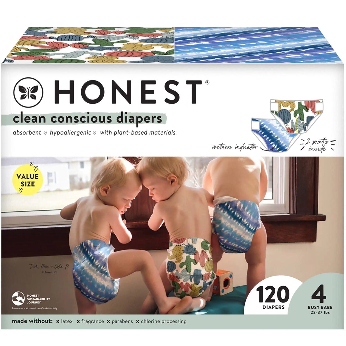 Clean Conscious Diapers, Size 4 (22-37 lbs), 120ct