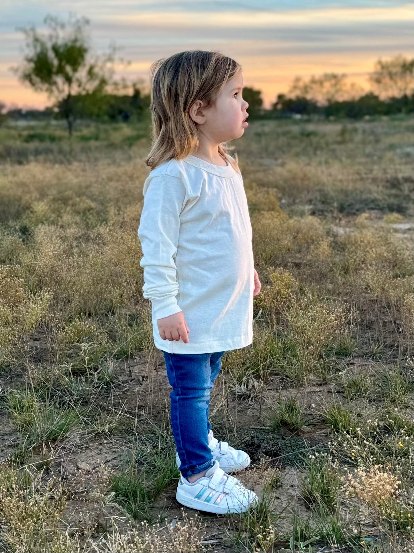 Organic Undyed Cotton Long Sleeve Kids T-shirt