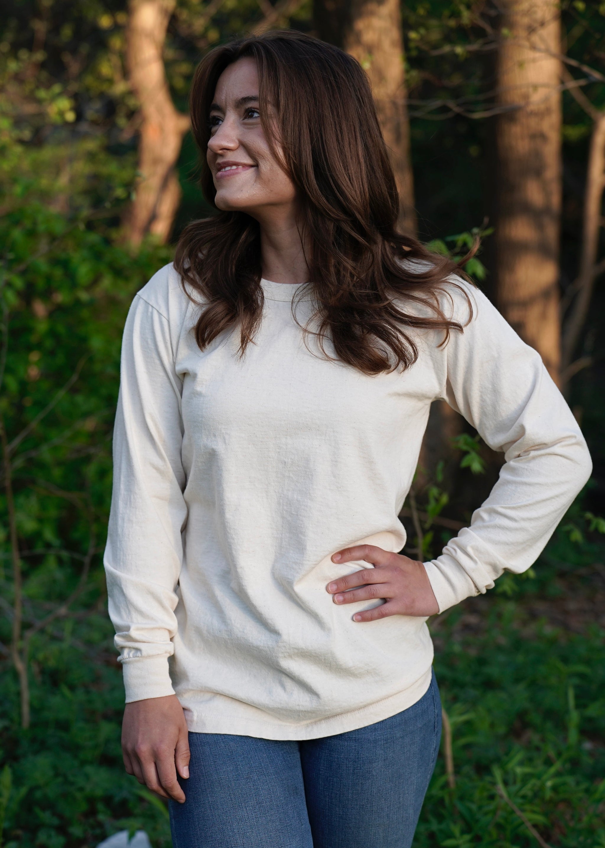 Unisex Organic Undyed Cotton Long Sleeve T-shirt