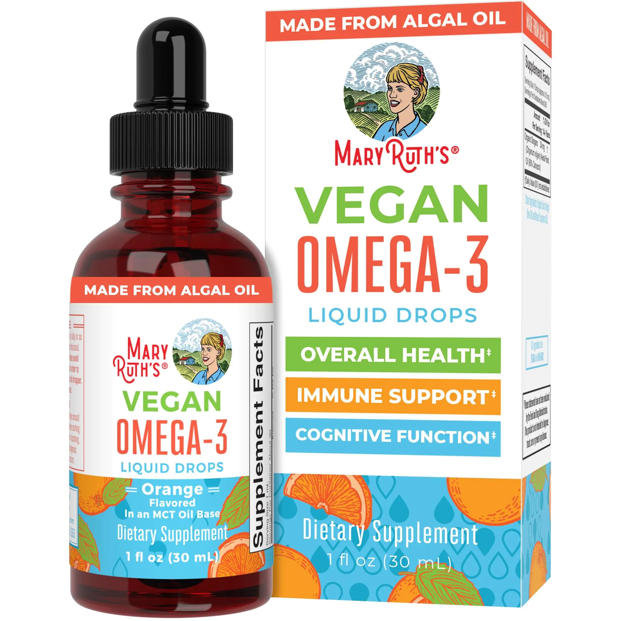 Vegan Orange Omega-3 Liquid Drops, 30 Servings