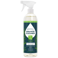 Puracy Granite Cleaner in a spray bottle promises gleaming care for granite surfaces with a plant-powered, residue-free formula.
