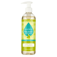Puracy brand baby laundry detergent bottle promises 64 loads of free and clear cleaning with pure ingredients.
