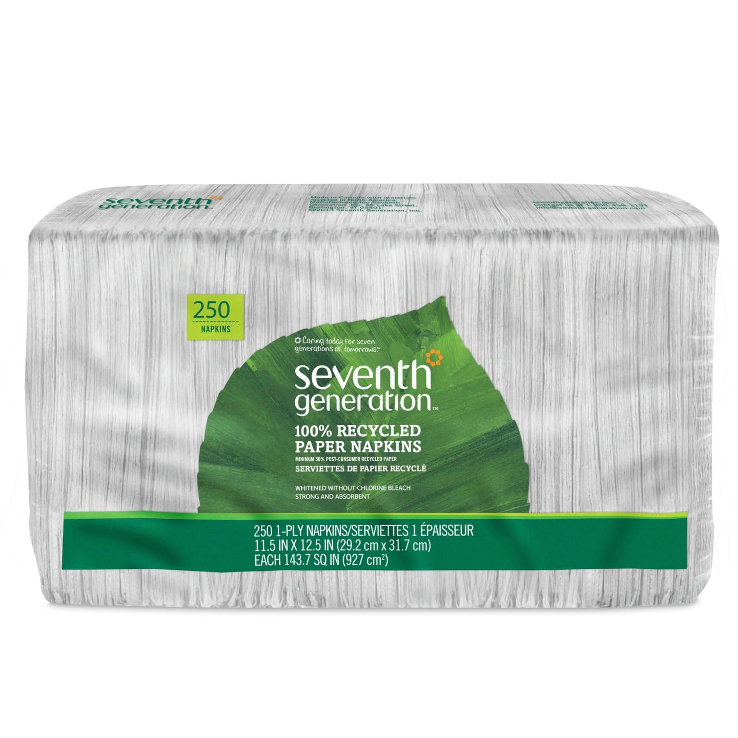 100% Recycled Paper Napkins, 1-Ply, 250/Pack (12 Packs total)
