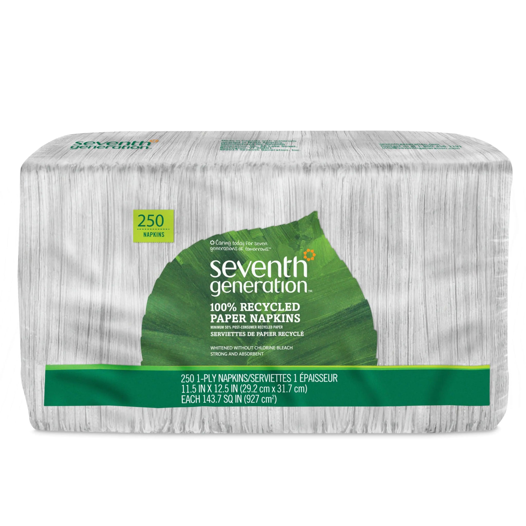 100% Recycled Paper Napkins, 1-Ply, 250/Pack (12 Packs total)