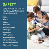 A mother and her two children play with pillows, promoting safe and eco-friendly household products.
