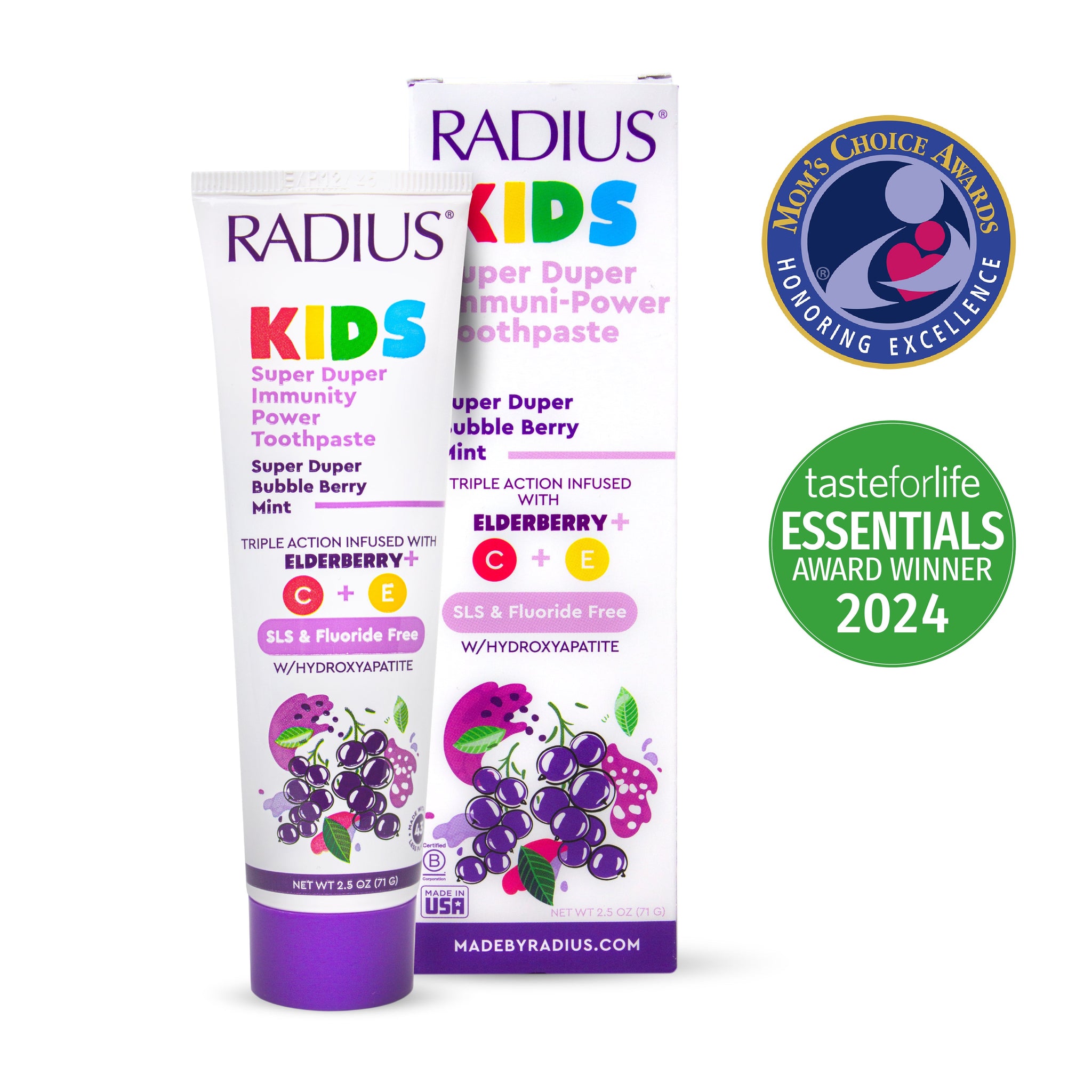 Kids Super Duper Immune Support Toothpaste in Bubble Berry Mint