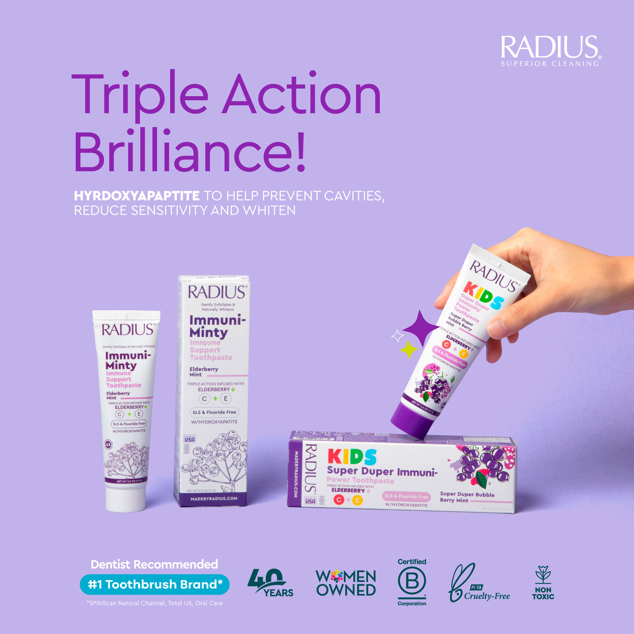 Kids Super Duper Immune Support Toothpaste in Bubble Berry Mint