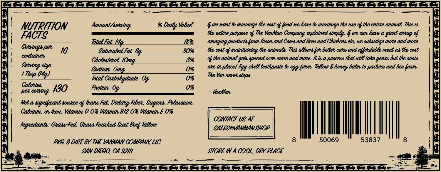 VanMan's Cooking Tallow - 9 oz