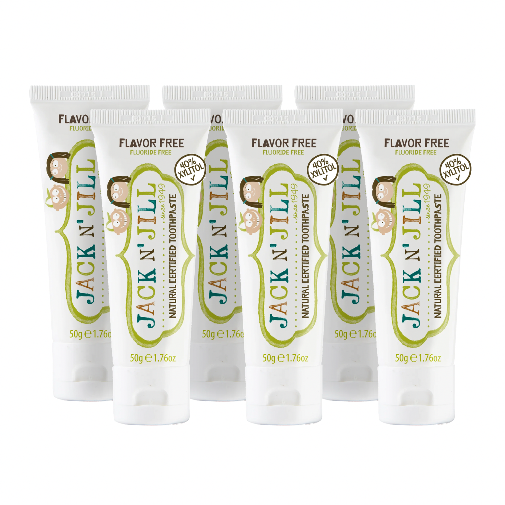 Flavor-Free Natural Certified Toothpaste for Kids & Babies - 6 Pack