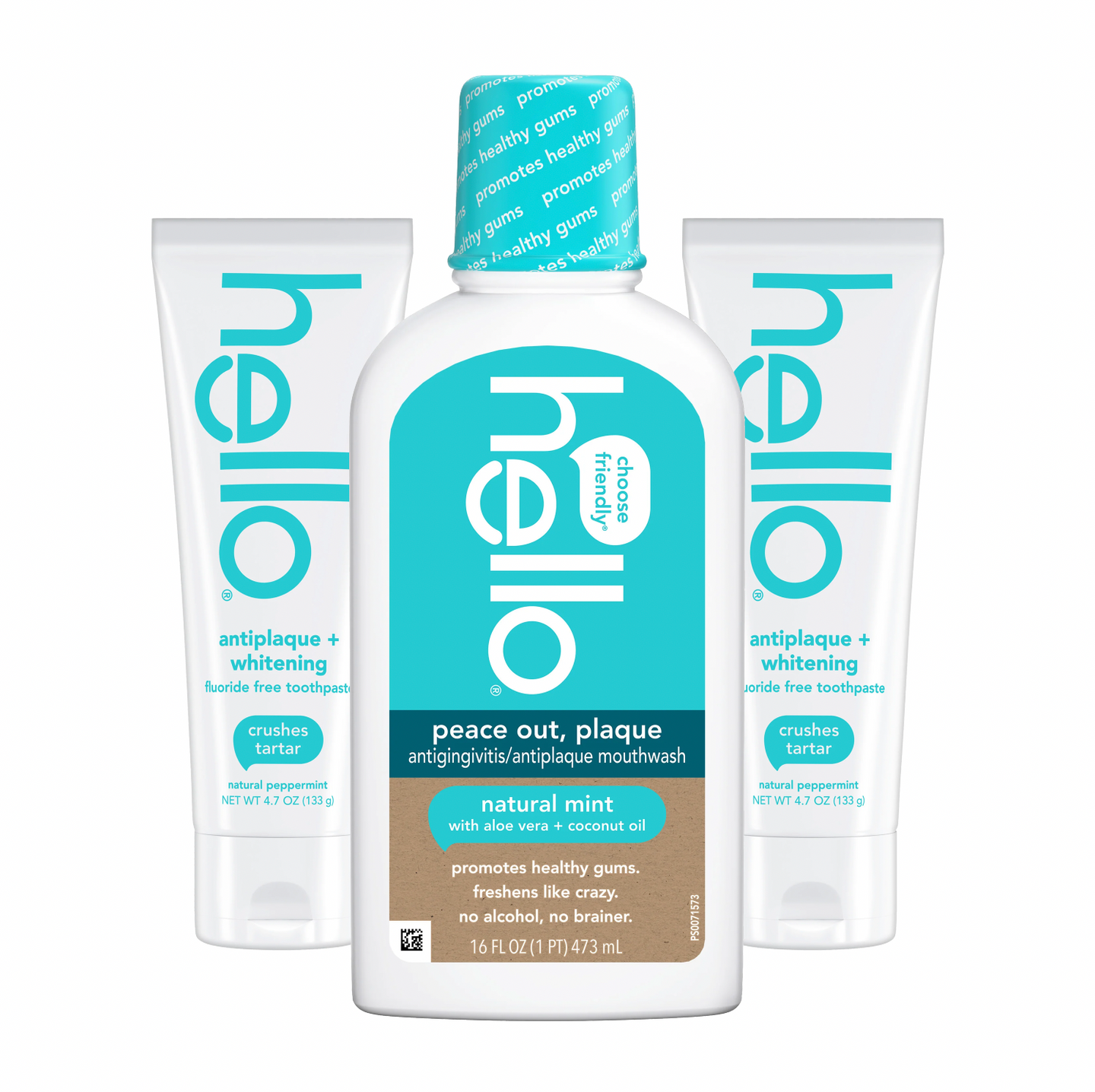 Antiplaque + Whitening Fluoride-Free Toothpaste 2 Pack and Antigingivitis Mouthwash