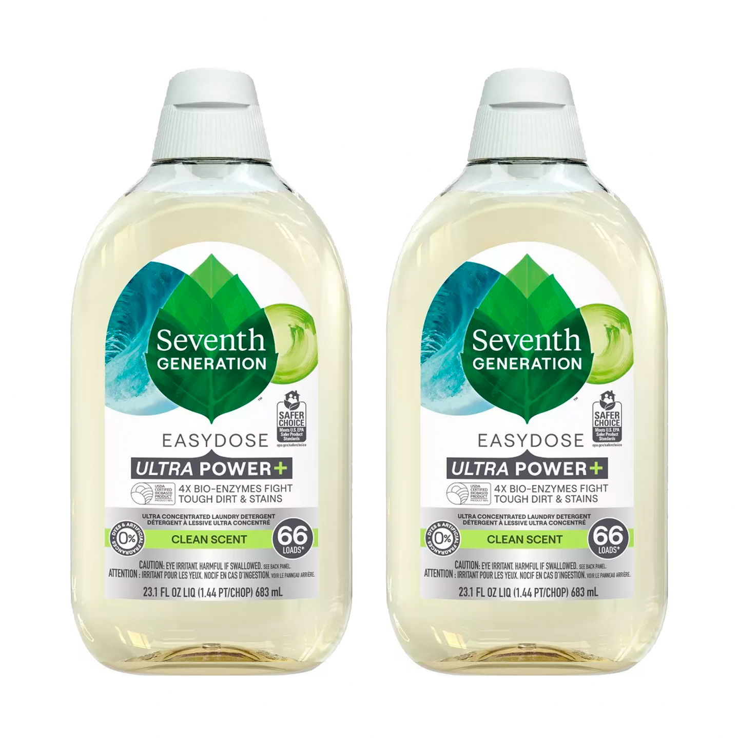 Clean Scent Ultra Concentrated EasyDose Laundry Detergent, 66 loads (Pack of 2)