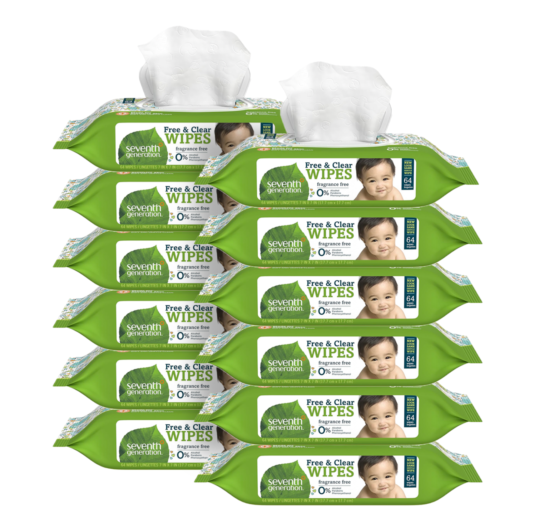 Free & Clear Baby Wipes with Flip Top Dispenser, 768ct (12 Packs of 64)